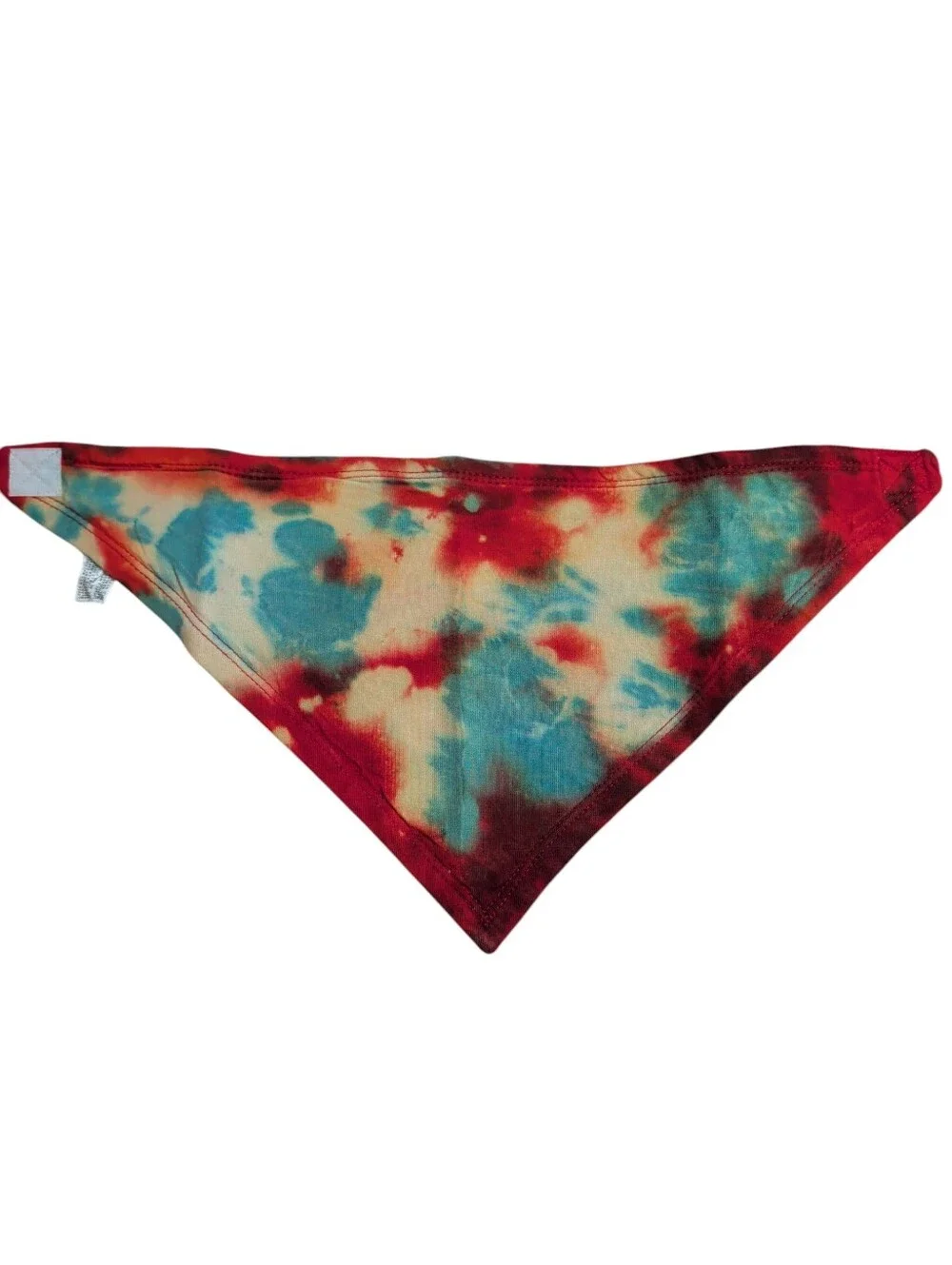 NWOT Tie-Dye Triangle Pet Bandana / Baby Bandaid Bib in Red Teal And Cream